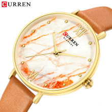 CURREN 9045  Fashion Women Wristwatch Marble Leather Strap Watches Ladies Analogue Quartz Female Clock reloj mujer Montre femme